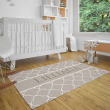Classic Contemporary Beige Pattern Nursery Name