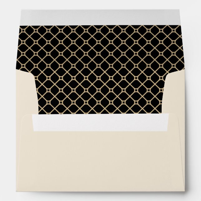 Classic Contemporary | Black & Gold Pattern Liner Envelope (Back (Bottom))