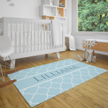 Classic Contemporary Blue Pattern Nursery Name