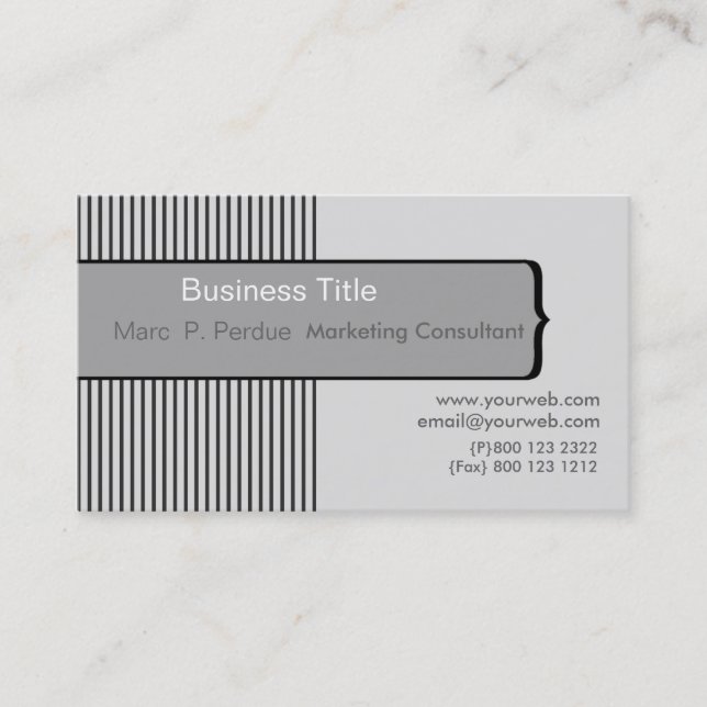 Classic Contemporary Modern PinStripe Minimalist Business Card (Front)