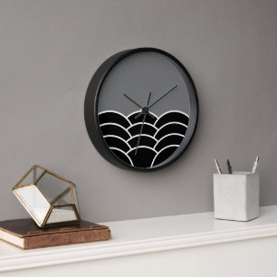 Classic Contemporary Scalloped Scales Art Pattern Clock