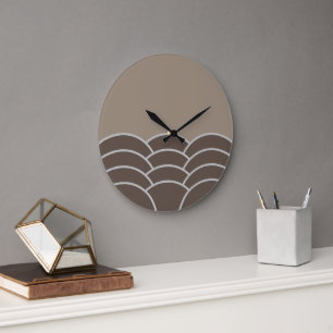 Classic Contemporary Scalloped Scales Art Pattern Large Clock