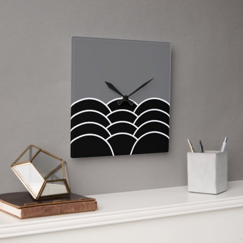 Classic Contemporary Scalloped Scales Art Pattern Square Wall Clock