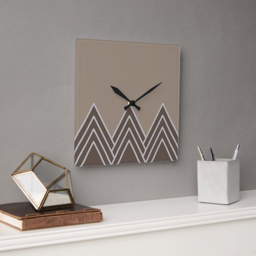 Classic Contemporary Zigzag Triangles Art Pattern Square Wall Clock