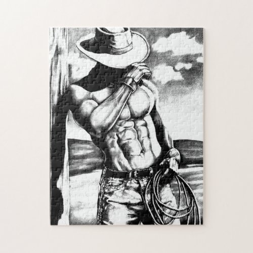 Classic Cool Hand_drawn Western Cowboy Art Jigsaw Puzzle