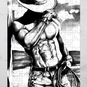 Classic Cool Hand-drawn Western Cowboy Art Jigsaw Puzzle