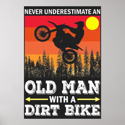 Classic Cool Vintage Retro Motocross Dirt Bike Poster