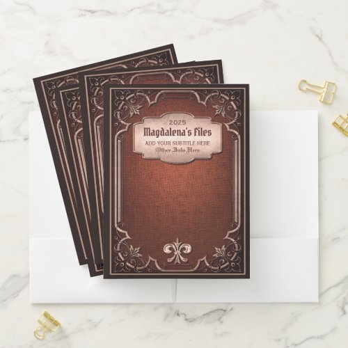 Classic Copper Ornament Traditional Book Cover Pocket Folder