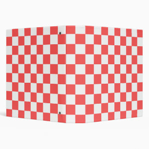 Classic coral red checkerboard 3 ring binder