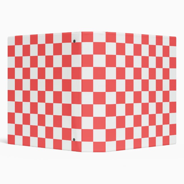 Classic coral red checkerboard 3 ring binder (Background)
