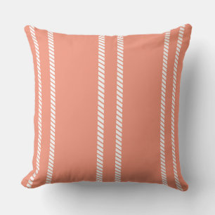  Classic Coral with Stripes Throw Pillow