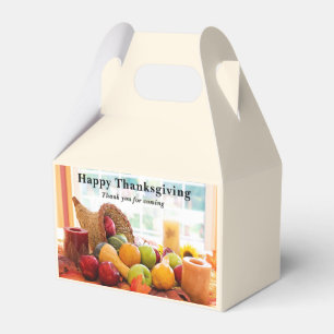 Classic Cornucopia Harvest Table Thank You Favor Boxes
