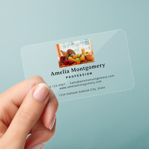 Classic Cornucopia Harvest Table Thanksgiving Clear Business Cards