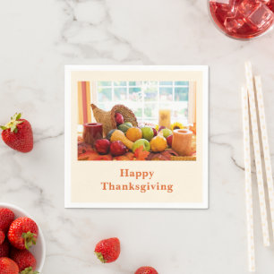 Classic Cornucopia Harvest Table Thanksgiving Napkins