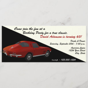 Classic Corvette Birthday Party Invitation