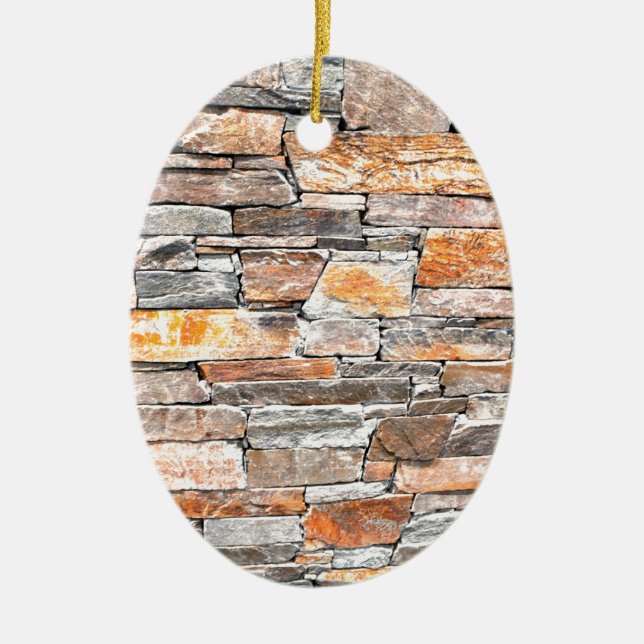 Classic country brick rock stone pattern ceramic ornament (Front)