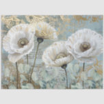 Classic Country Chic White Poppies &amp; Eucalyptus Tissue Paper