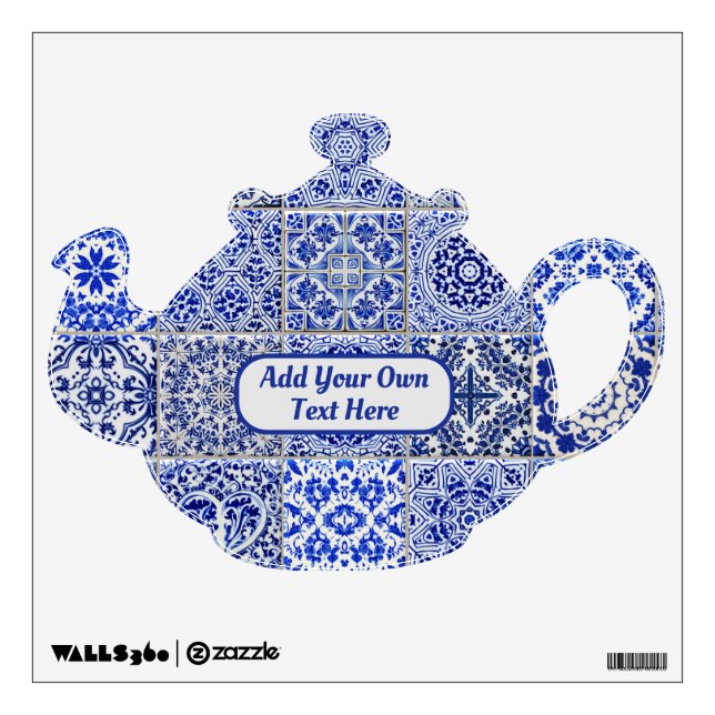 Classic Country Kitchen Tiles - China Teapot Wall Decal (Front)