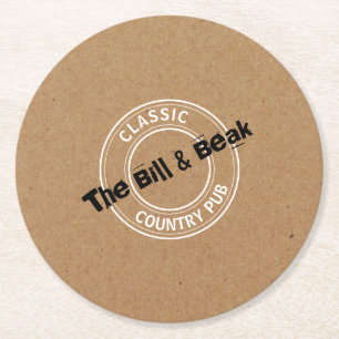 Classic Country Pub Logo, Pub/Brewery Round Paper Coaster