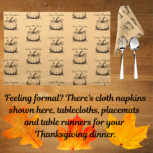 Classic Country Pumpkins on Faux Burlap Background Cloth Placemat