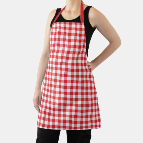 Classic Country Red And White Gingham  Pattern Apron