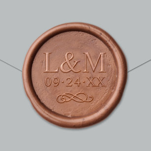 Classic Couple Initials Date Monogram Wax Seal Sticker