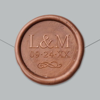 Classic Couple Initials Date Monogram Wax Seal Sticker