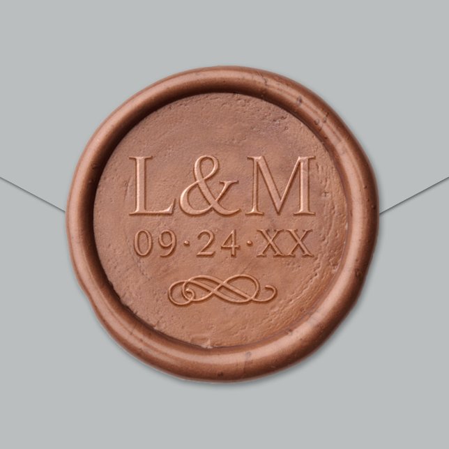 Classic Couple Initials Date Monogram Wax Seal Sticker (Creator Uploaded)
