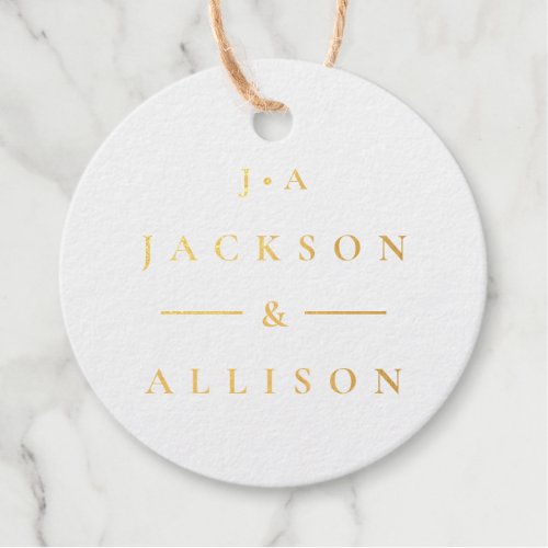 Classic couples monogram foil wedding favor tag