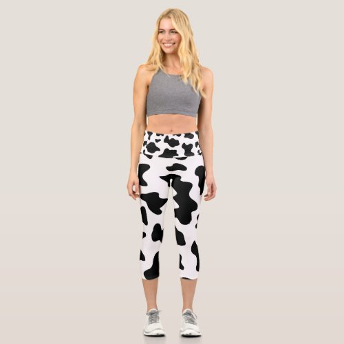 Classic Cow Print Capri Leggings