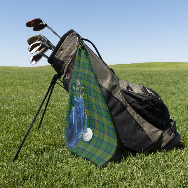 Classic Cranstoun Tartan Plaid Golf Towel (Green)