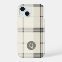 Classic Cream and Gray Plaid Monogram Phone Case