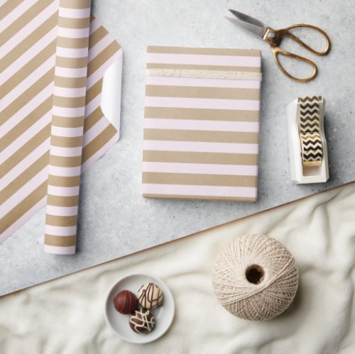Classic Cream Faux Kraft Stripes Wrapping Paper