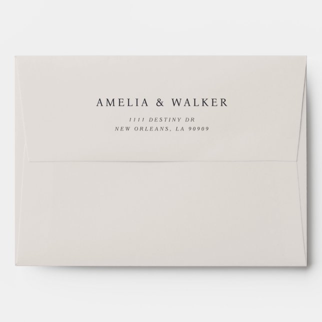 Classic Cream Wedding Invitation Envelope (Back (Top Flap))