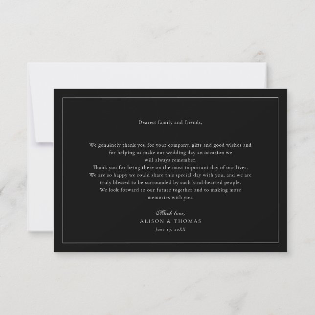 Classic Crest Monogram Wedding Thank You Card (Back)