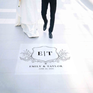 Classic Crest Wedding Monogram Floor Decal