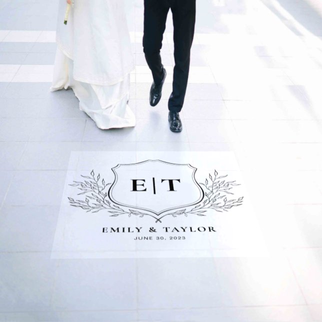 Classic Crest Wedding Monogram Floor Decal (Wedding)