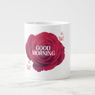 Classic Crimson Rose "Good Morning" Commemorative  Giant Coffee Mug