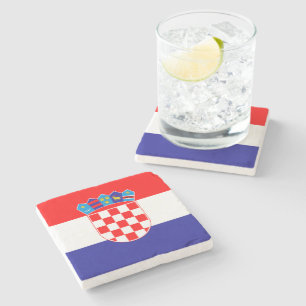Classic Croatian Flag Croatian Heritage Gift Stone Coaster