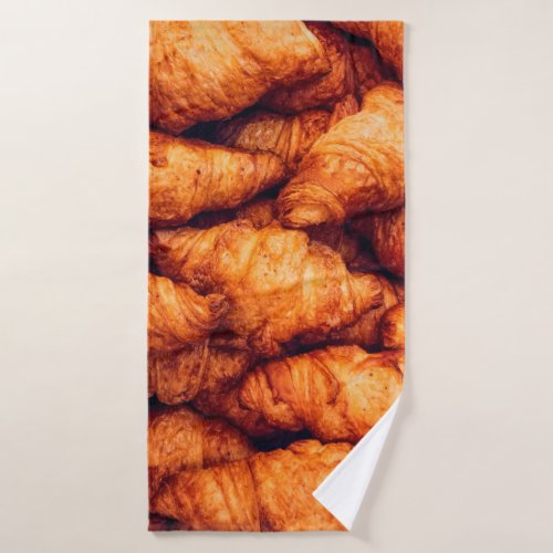 Classic croissants top view bath towel