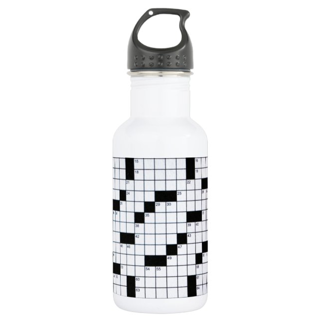 Classic Crossword Grid Water Bottle (Front)