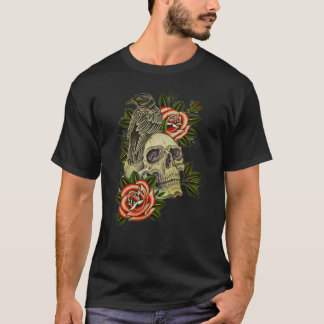 Classic Crow And Roses T-Shirt