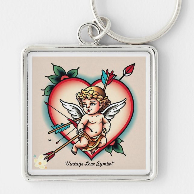 Classic Cupid Bow Tattoo Keychain (Front)