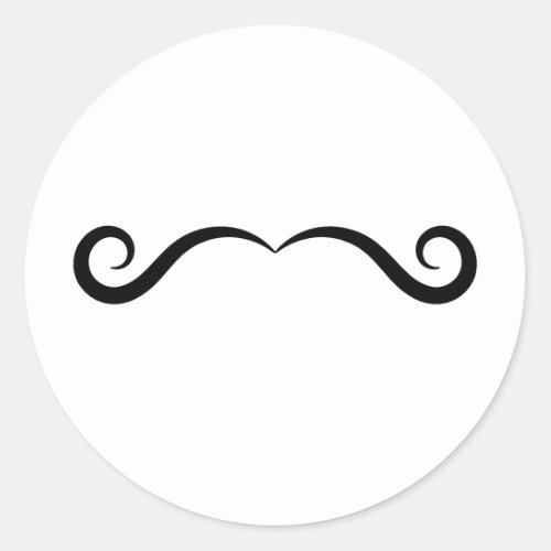 Classic Curling Moustache Little Man Classic Round Sticker