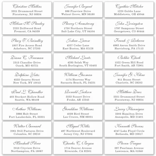 Classic Cursive Font Wedding Guest Address Label | Zazzle