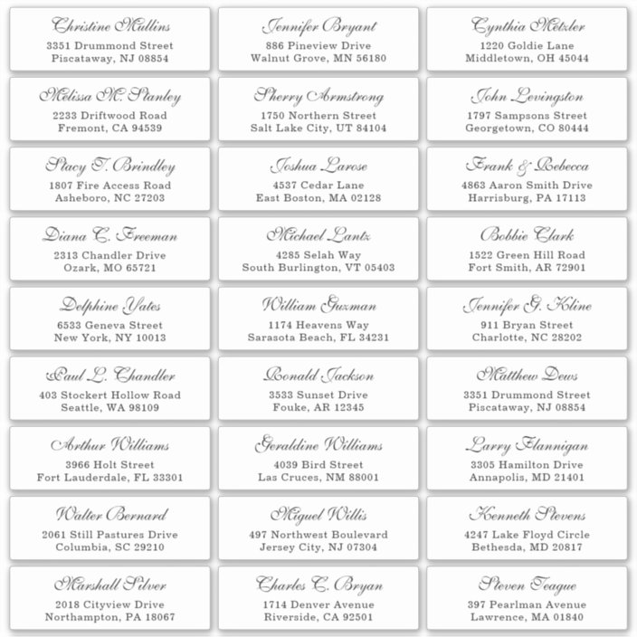 Classic Cursive Font Wedding Guest Address Label | Zazzle.com