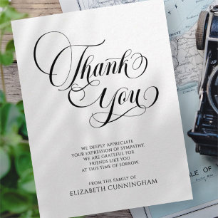 Classic Cursive Script Memorial Thank You Postcard