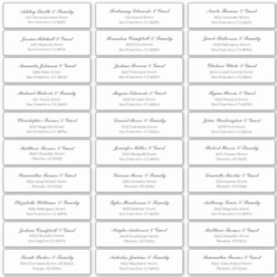 Classic Cursive Script Wedding Guest Names Address Sticker