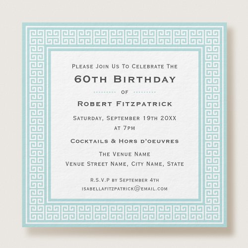 Classic Custom Age Birthday 60th Formal Style Mint Invitation