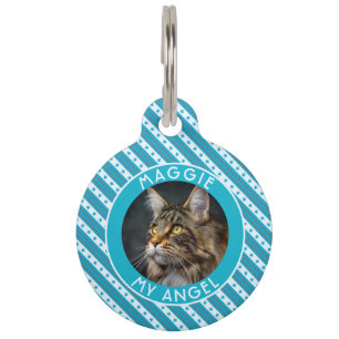 Classic Custom Cat Gift Stripes Print Pet ID Tag